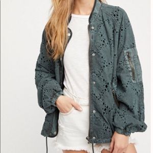 Free People Daisy Jane Eyelet Bomber Sz M